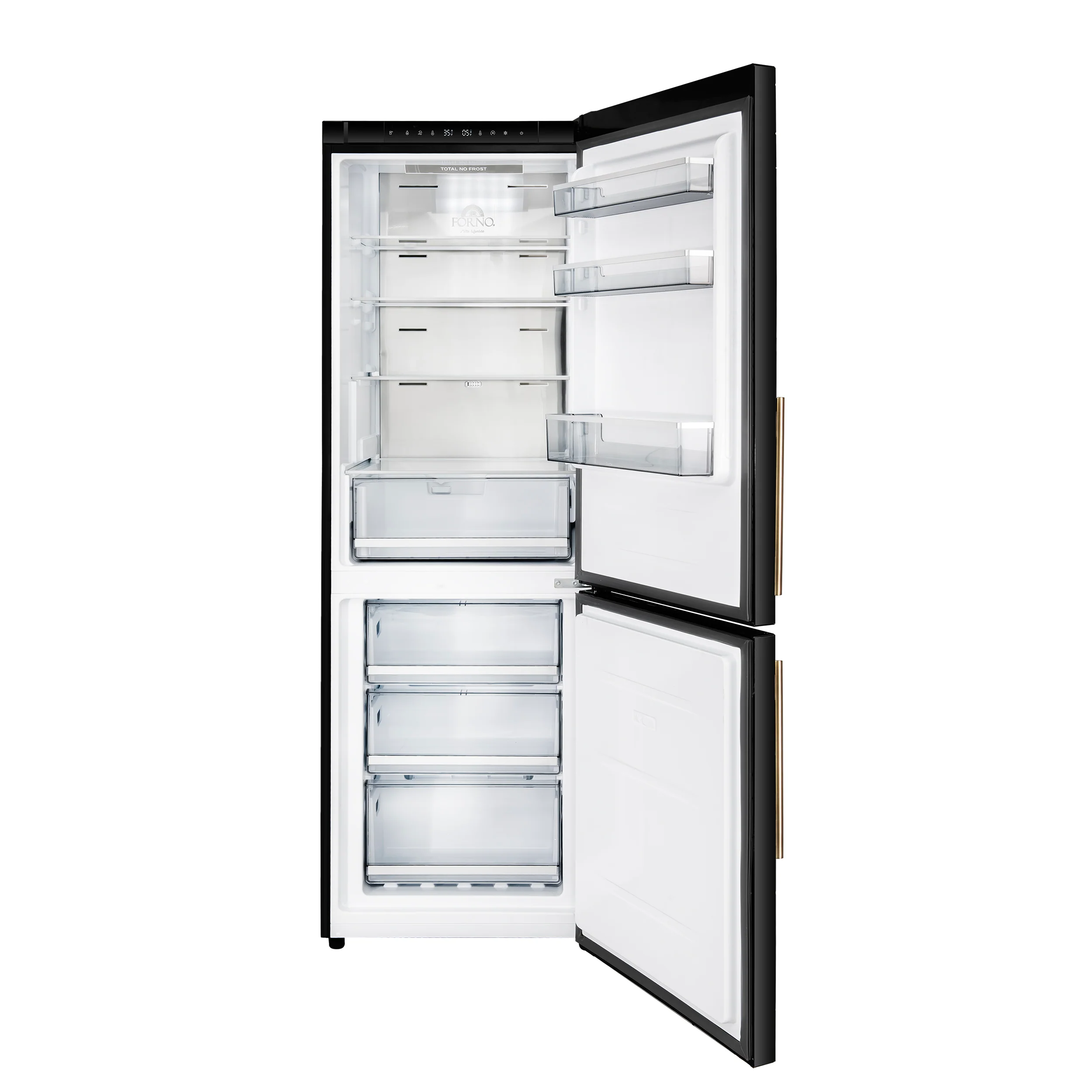 Custodia 24" Bottom Freezer, 10.3 cf., Right Swing, Total No frost, Black, Antique Brass handles - Image 2