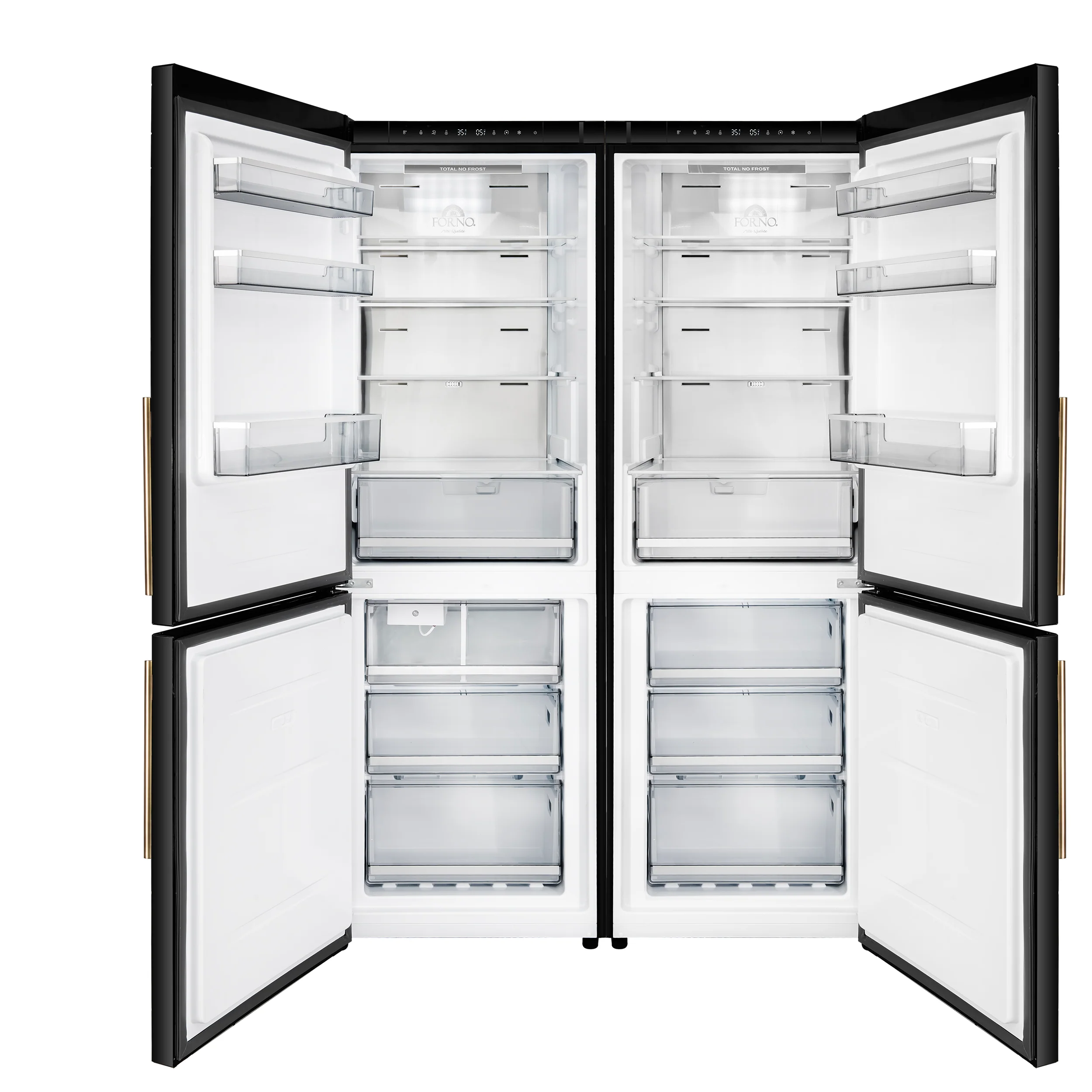 Custodia 48" Bottom Freezer combo, 20.6 cf., Ice Maker, Total No frost, Black, Antique Brass handles - Image 2