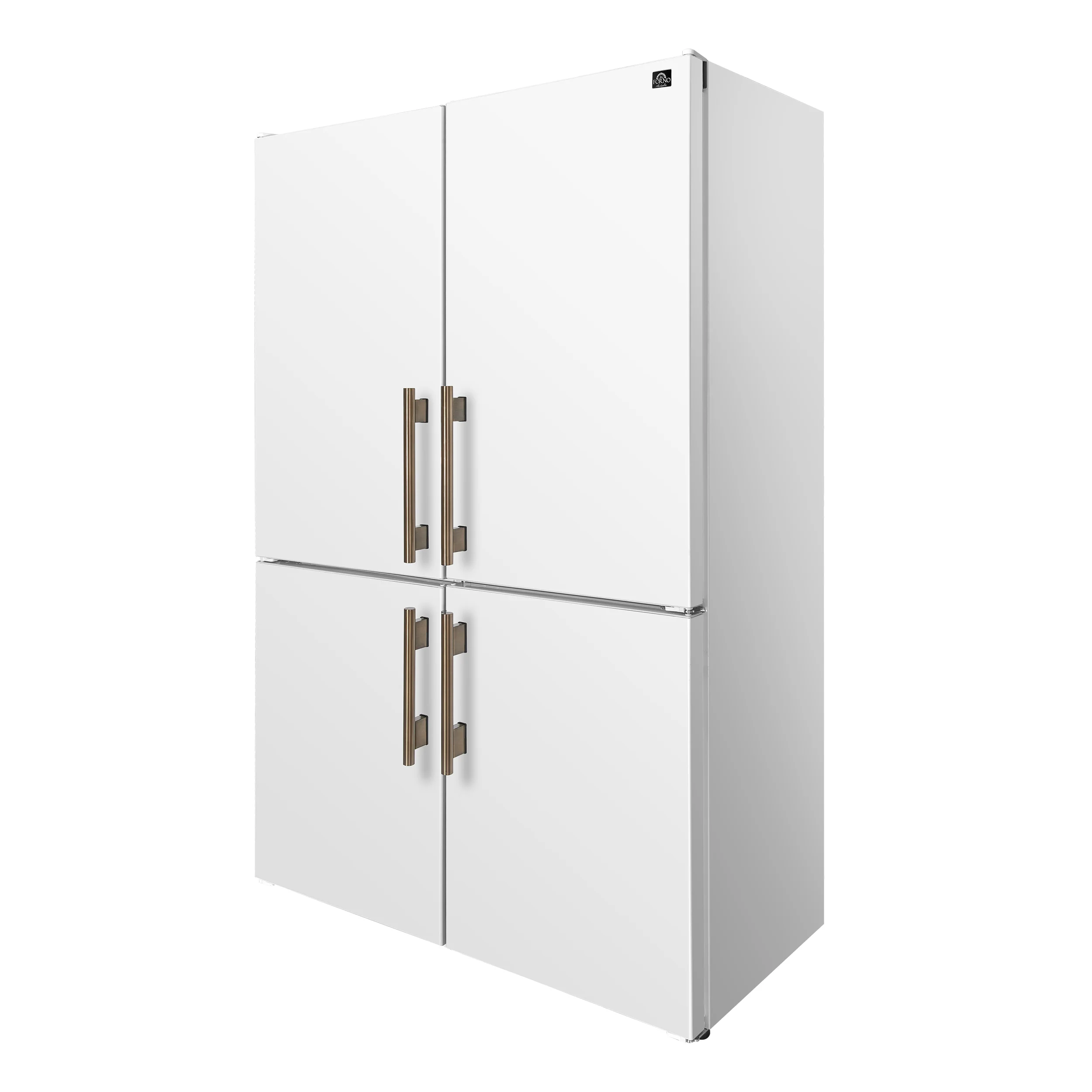 Custodia 48" Bottom Freezer combo, 20.6 cf., Ice Maker, Total No frost, White, Antique Brass handles - Image 3