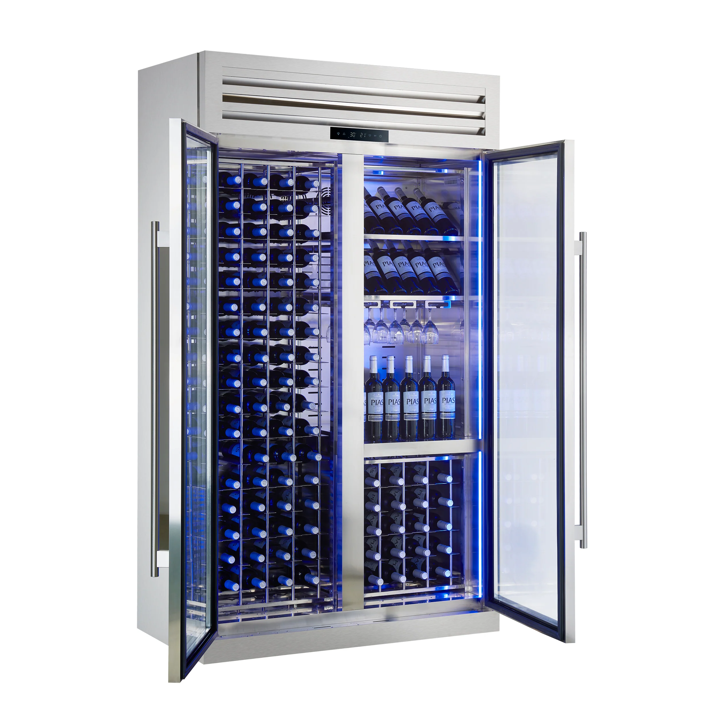FORNO Abruzzo 48" Wine Cooler, Dual Zone, 30 cu.ft., 130 bottles, Display & Service Shelves, Stemware Racks, Rust resistant - Image 8