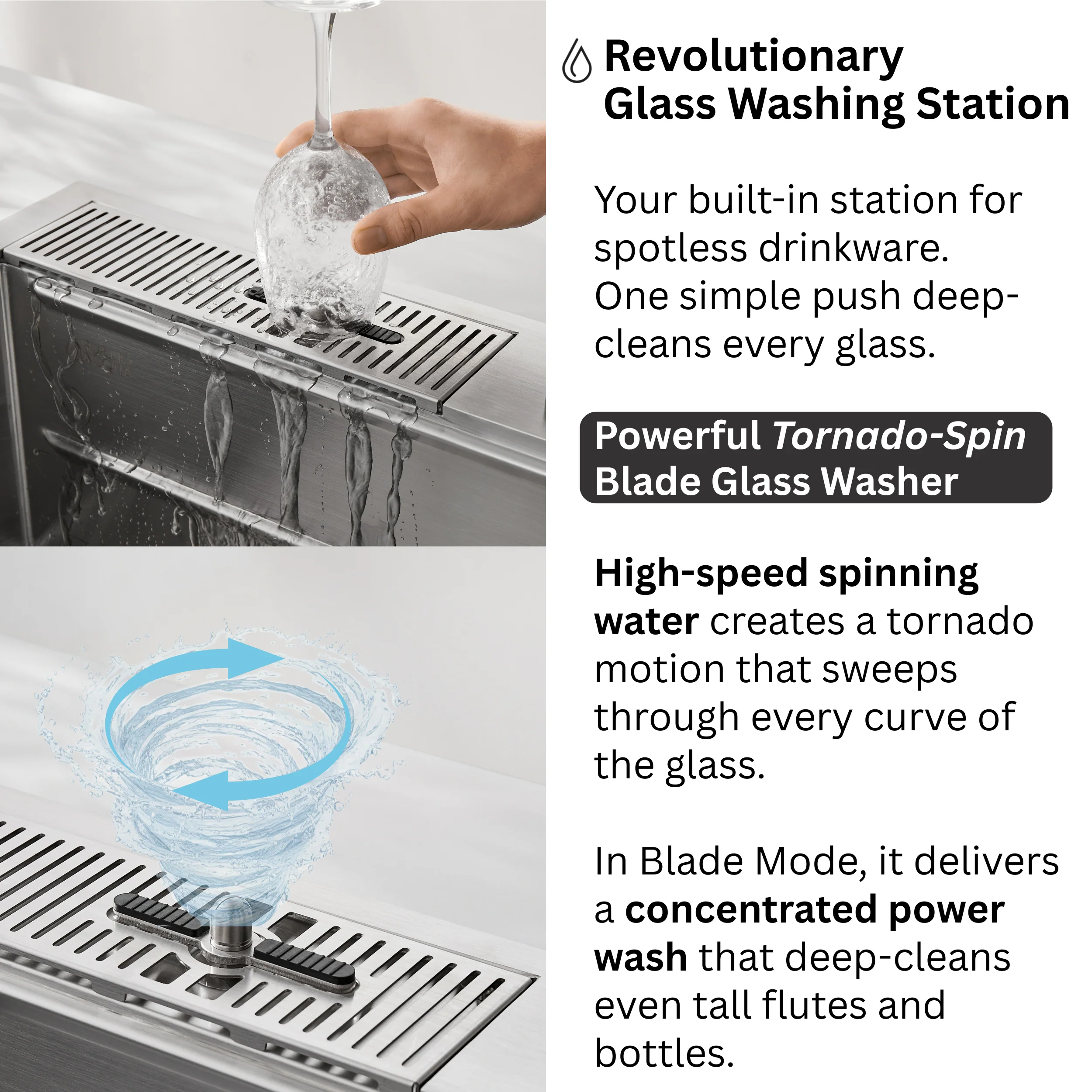 FORNO ACQUA 33 in. Drop-In/Undermount 3-Level Workstation with Retractable Faucet & Glass Rinser - Image 5