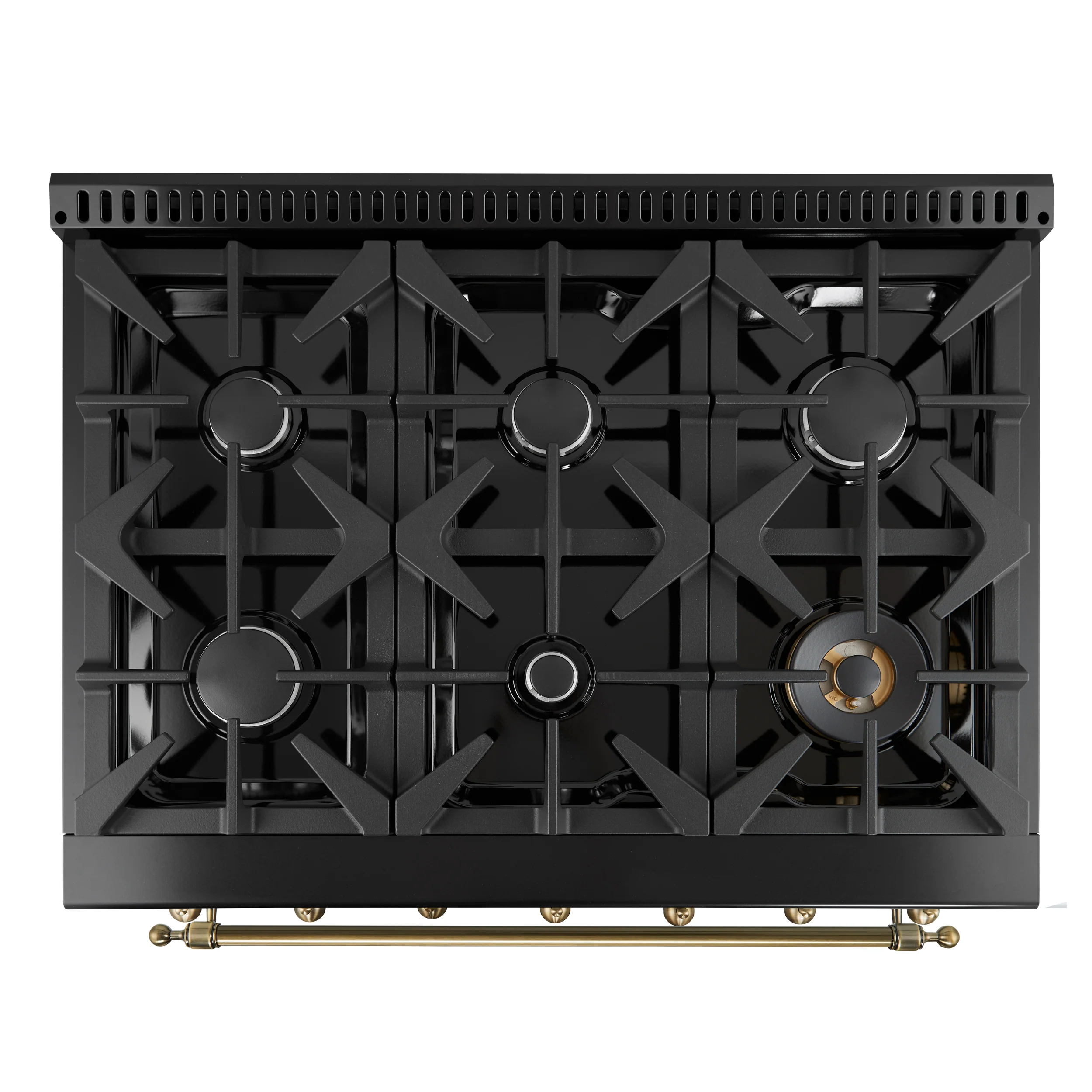Forno Antico 36-Inch Freestanding Gas Range, Black, Antique Brass Design, 6 Burners, Convection Oven, Energy Efficient - Image 2