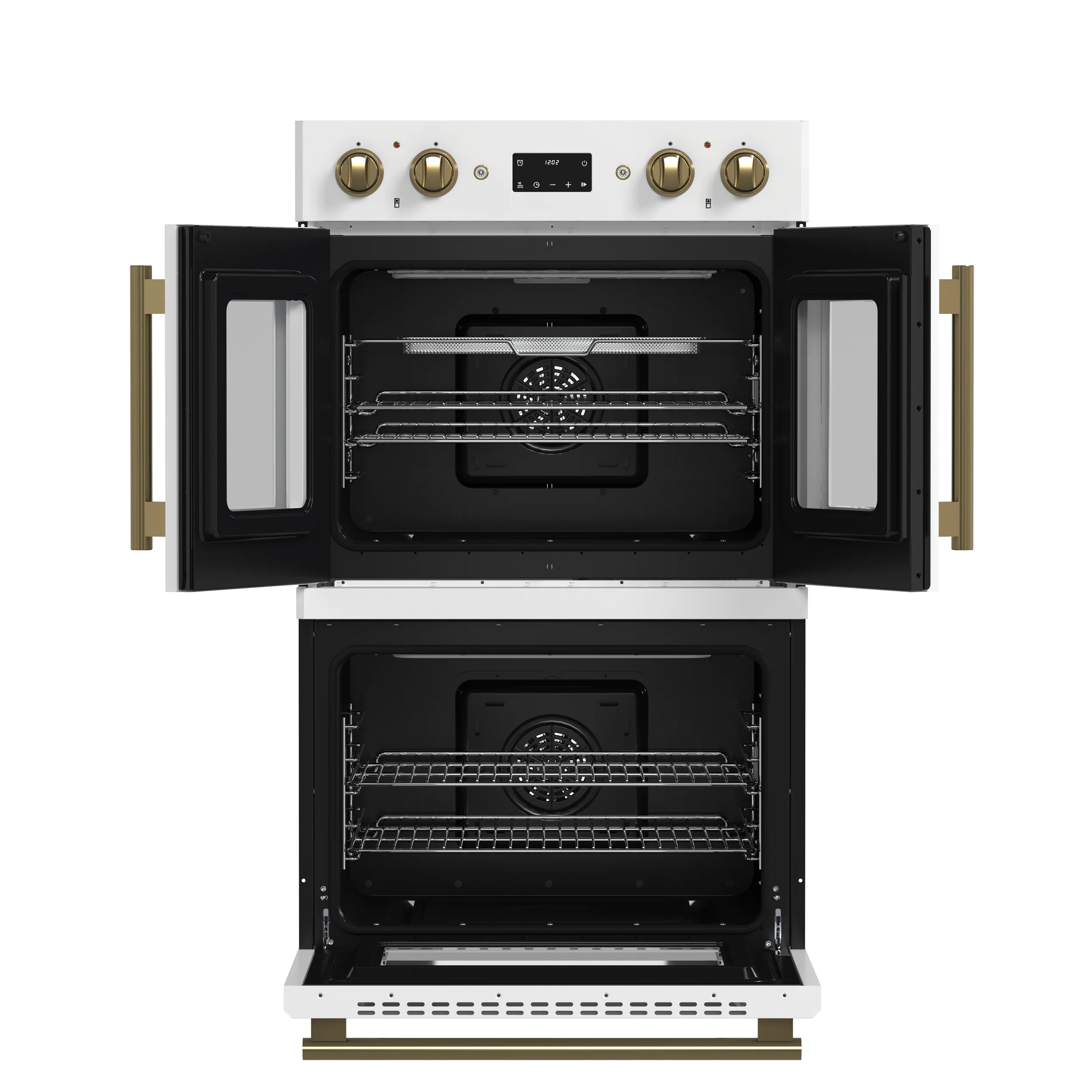 Forno Asti 30-Inch Double Electric Wall Oven with Upper French Doors in White & Antique Brass, 7.36 cu. ft. Dual True Convection, 7,200W, Air Fry, Sous Vide, Self-Clean - Image 2