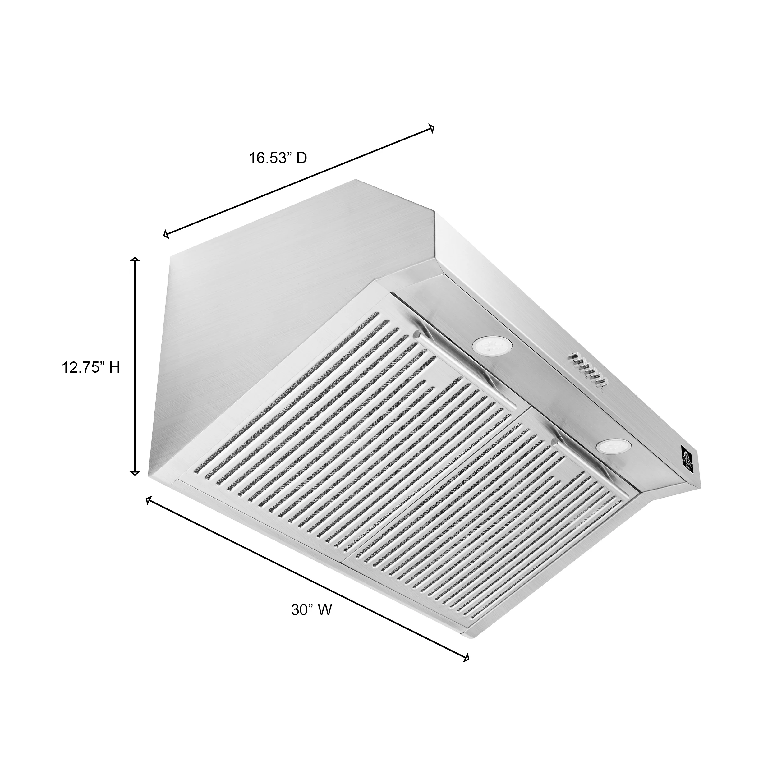 Forno Bari Espresso 30-Inch Under Cabinet Range Hood, Stainless Steel, 600 CFM, LED Lighting, Dishwasher-Safe Baffle Filters, 3-Speed Fan Control - Image 6
