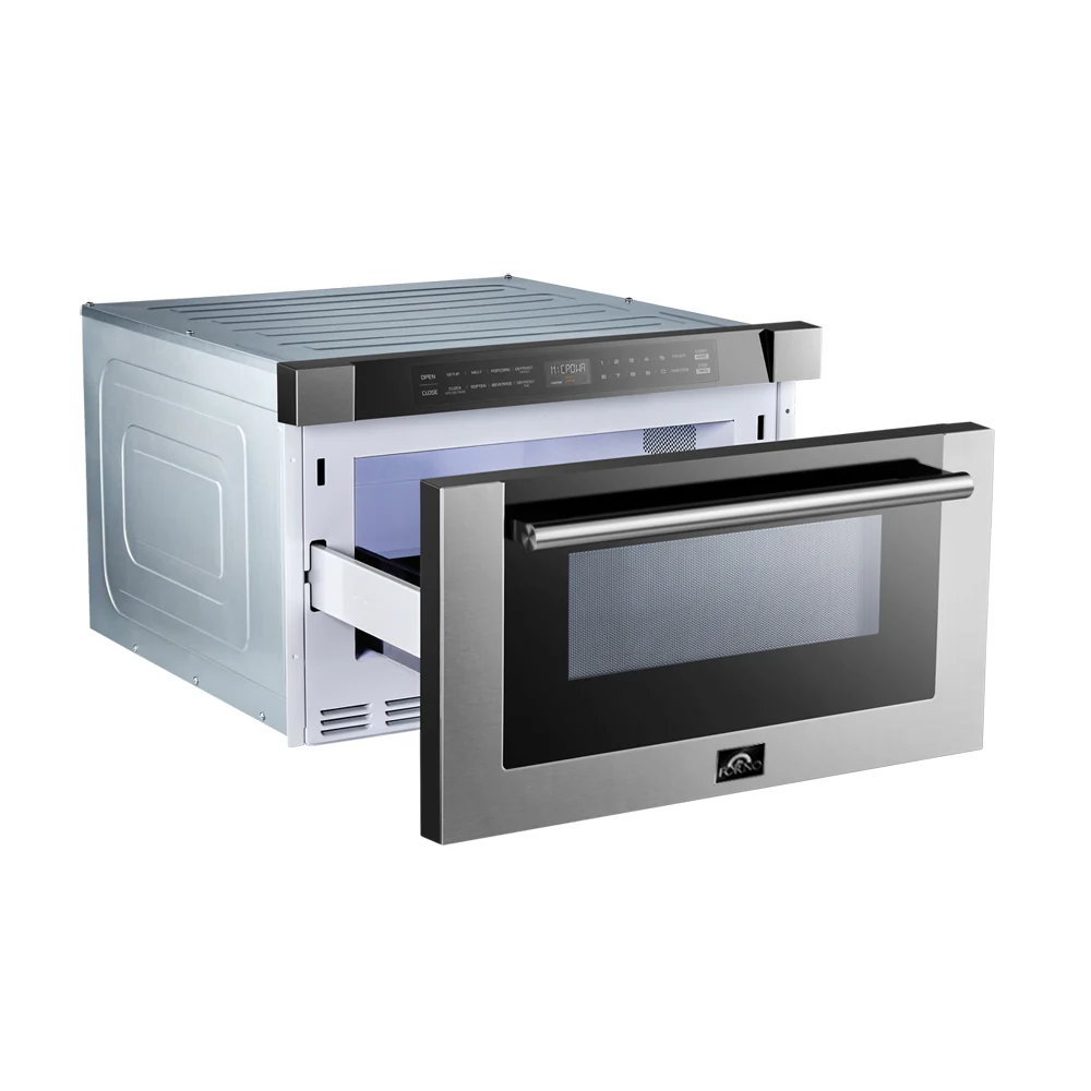 Forno Capoliveri 24-Inch Microwave Drawer, Stainless Steel, 1.2 cu.ft, 1500 Watts, Built-In, Touch Control LCD Display, Auto-Touch Open/Close, 11 Power Levels, Sensor Cooking - Image 3