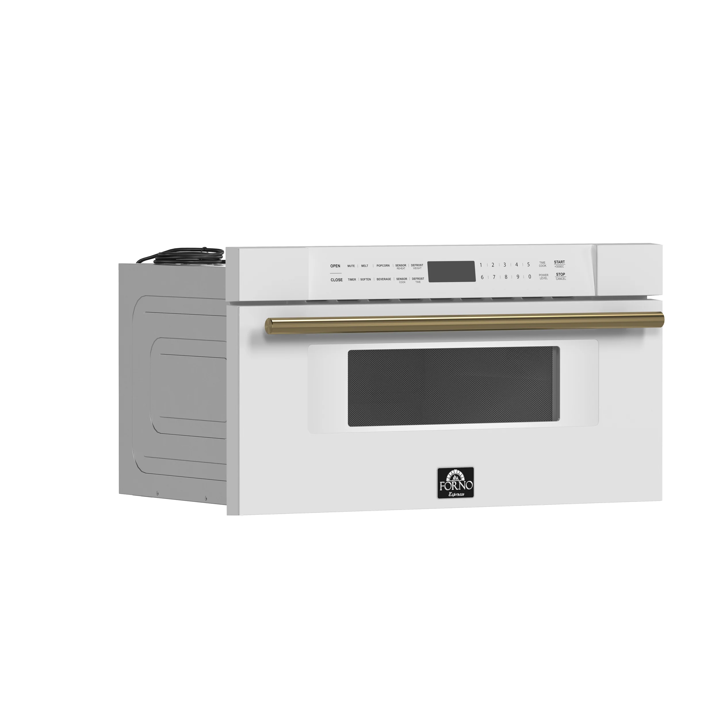 Forno Capoliveri Espresso 30-Inch Microwave Drawer, White, 1.2 cu.ft, 1500 Watts, Built-In, Touch Control LCD Display, Auto-Touch Open/Close, 11 Power Levels, Sensor Cooking - Image 2