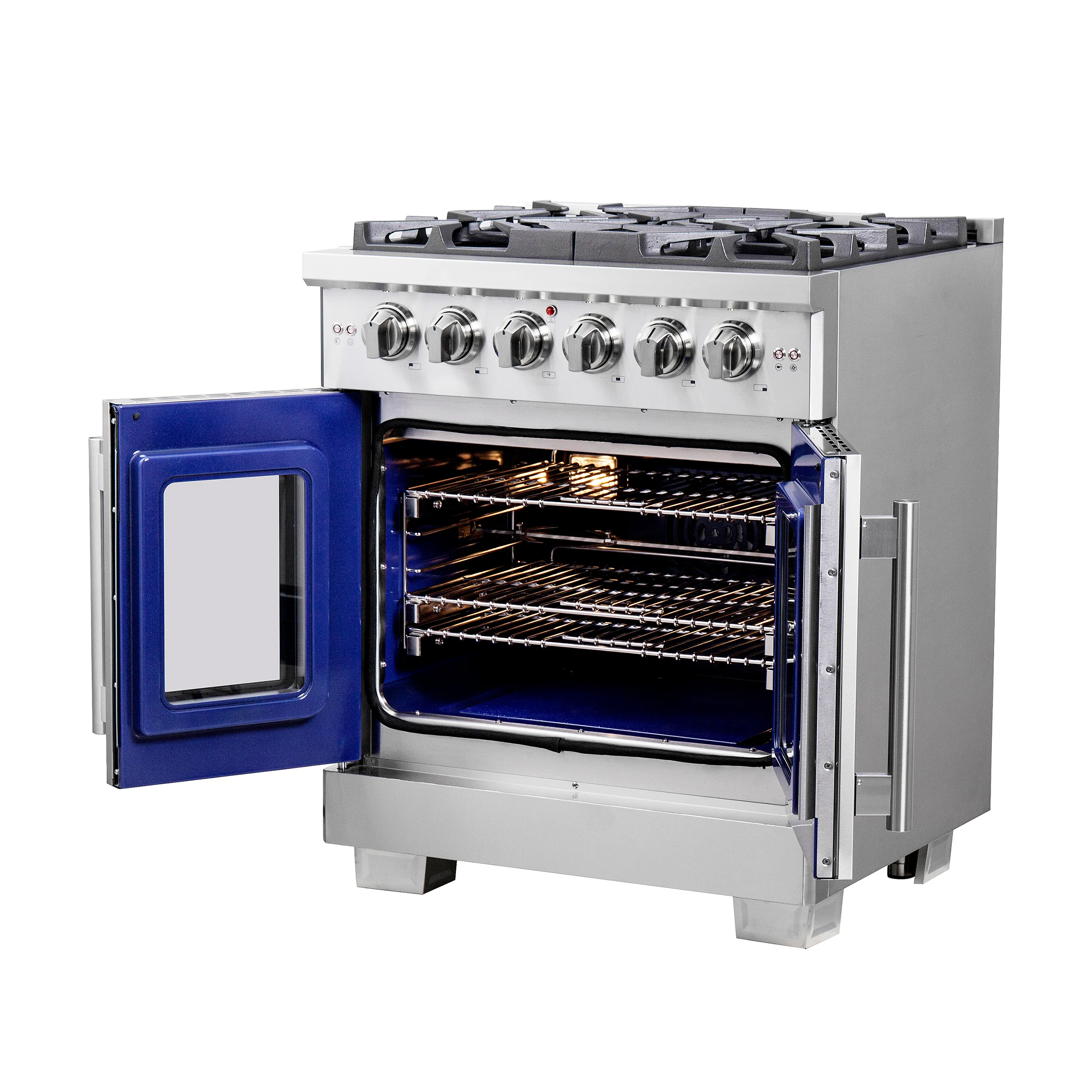 Forno Capriasca 30-Inch Freestanding French Door Gas Range, 4 Burners, Convection Oven, Energy Efficient - Image 11
