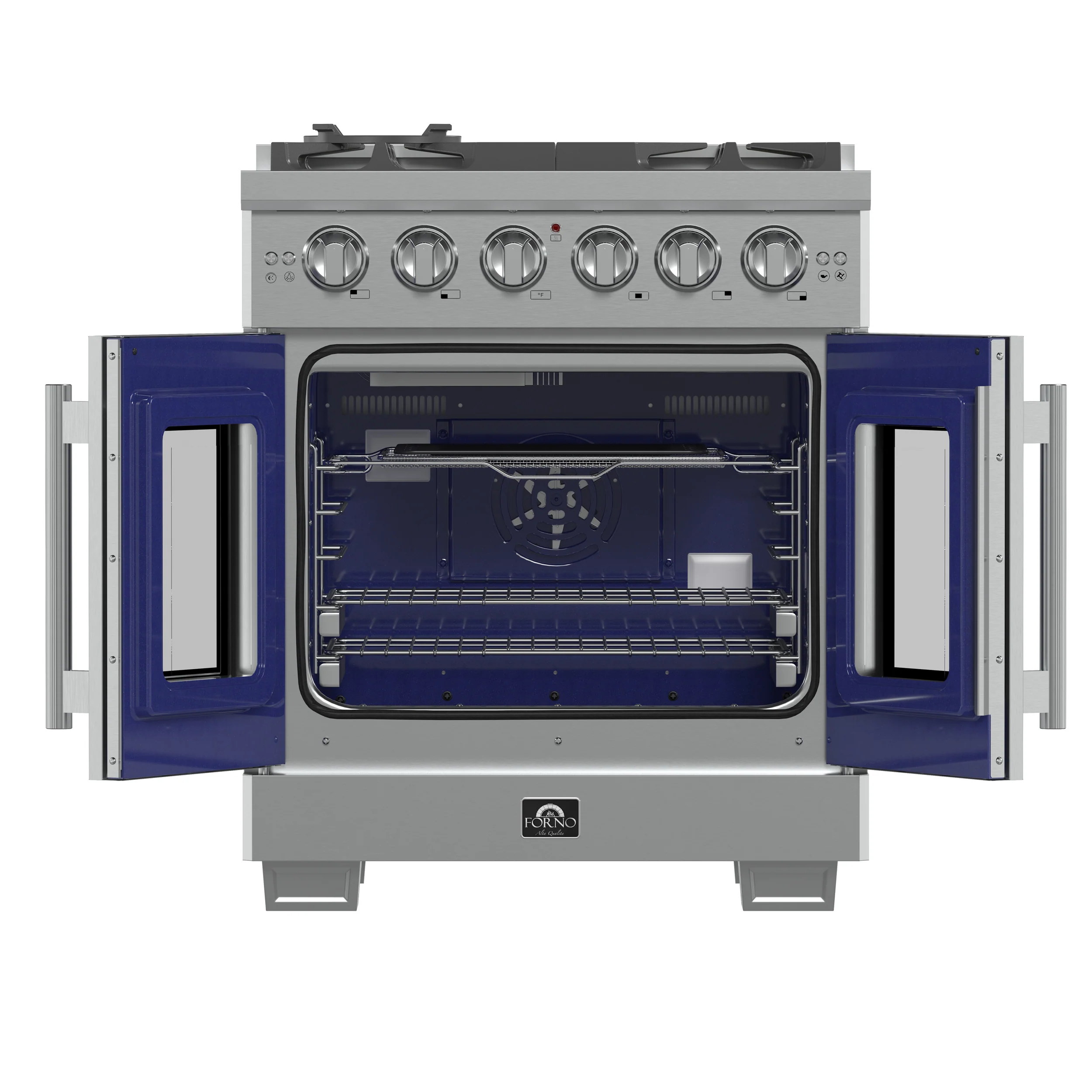 Forno Capriasca 30-Inch Freestanding French Door Gas Range, 4 Burners, Convection Oven, Energy Efficient - Image 2
