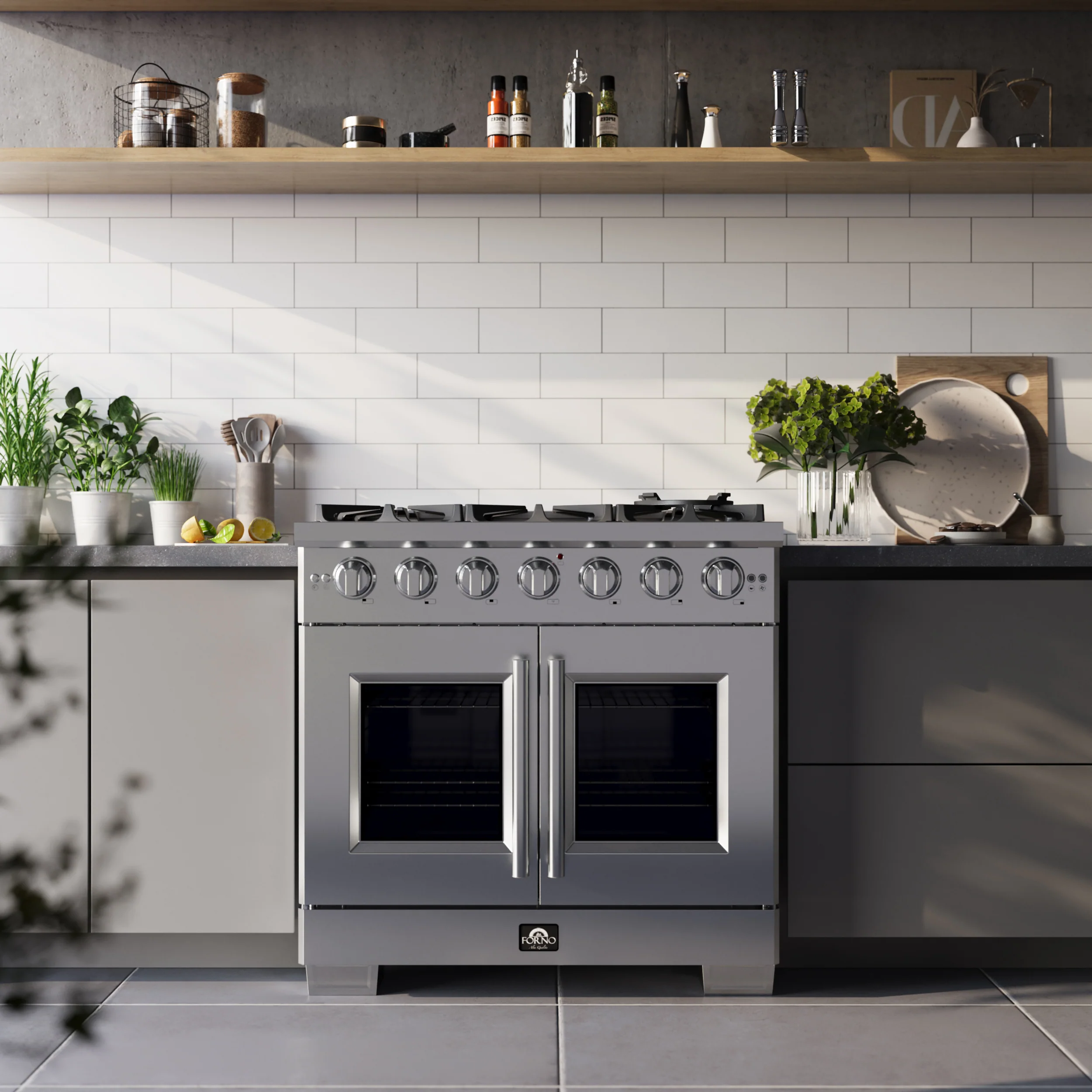 Forno Capriasca 36-Inch Freestanding French Door Gas Range, 6 Burners, Convection Oven, Energy Efficient - Image 20