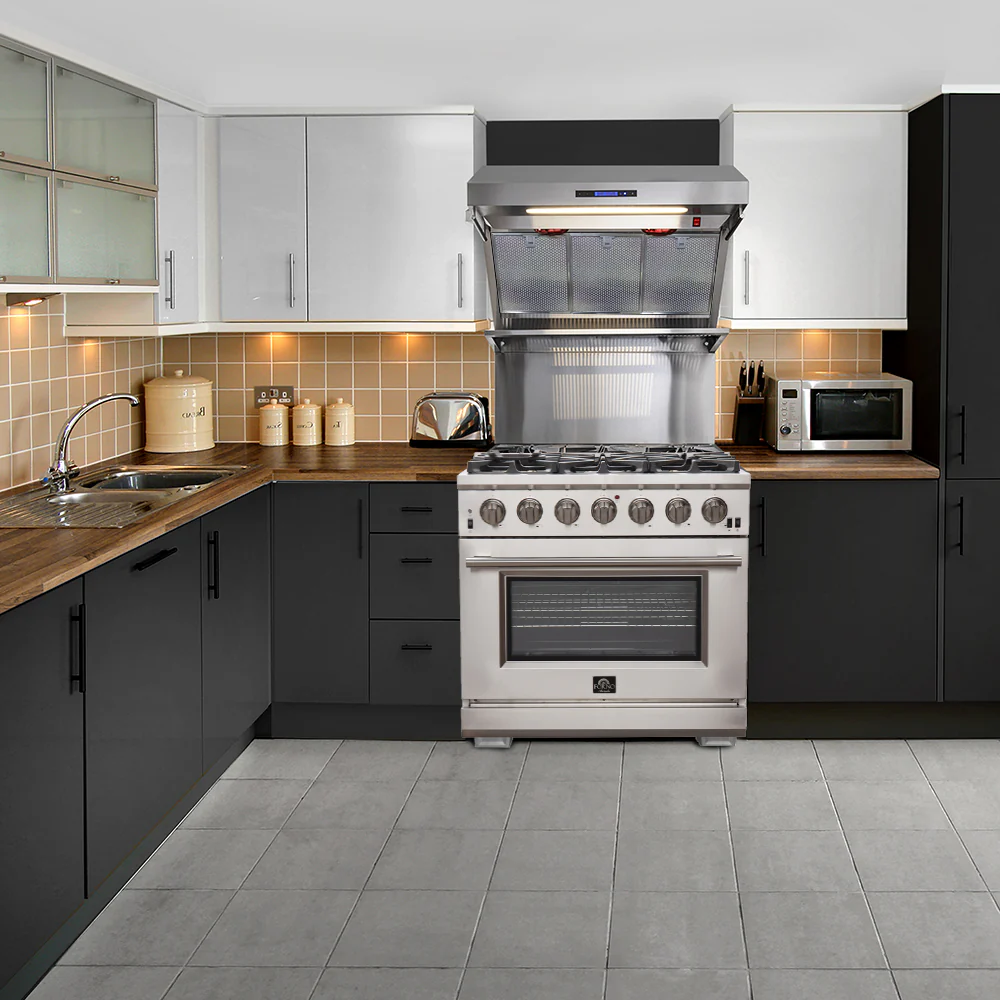 FORNO Premium 2-Piece Kitchen Bundle -Capriasca 36" Stainless Steel Range, Forno Salerno 36" Side by Side Stainless Steel Refrigerator 20 cu.ft - FBDL-019-02CAUS - Image 2