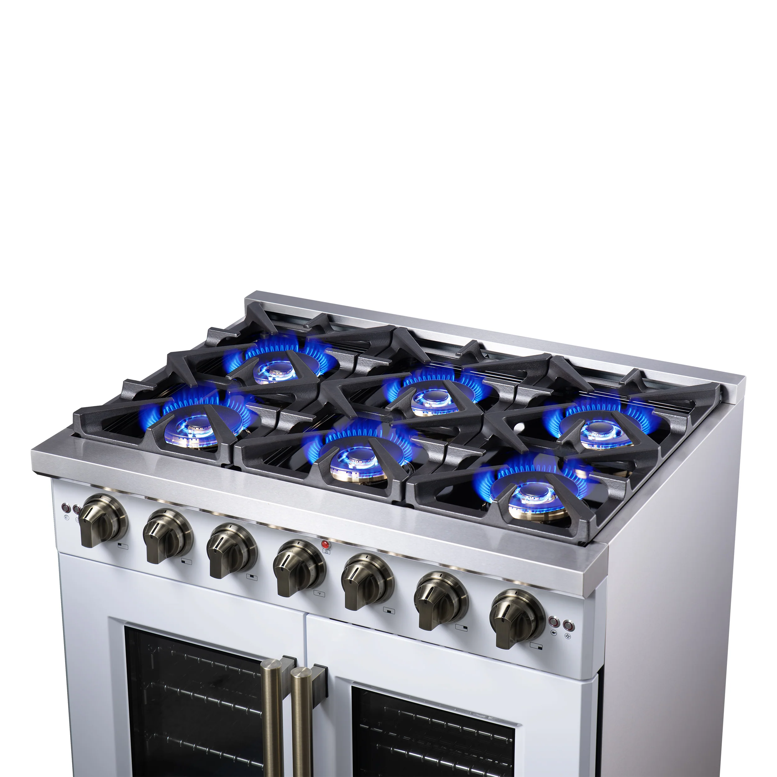 Forno Capriasca 36-Inch White Freestanding French Door Gas Range, 6 Burners, Convection Oven, Energy Efficient - Image 13