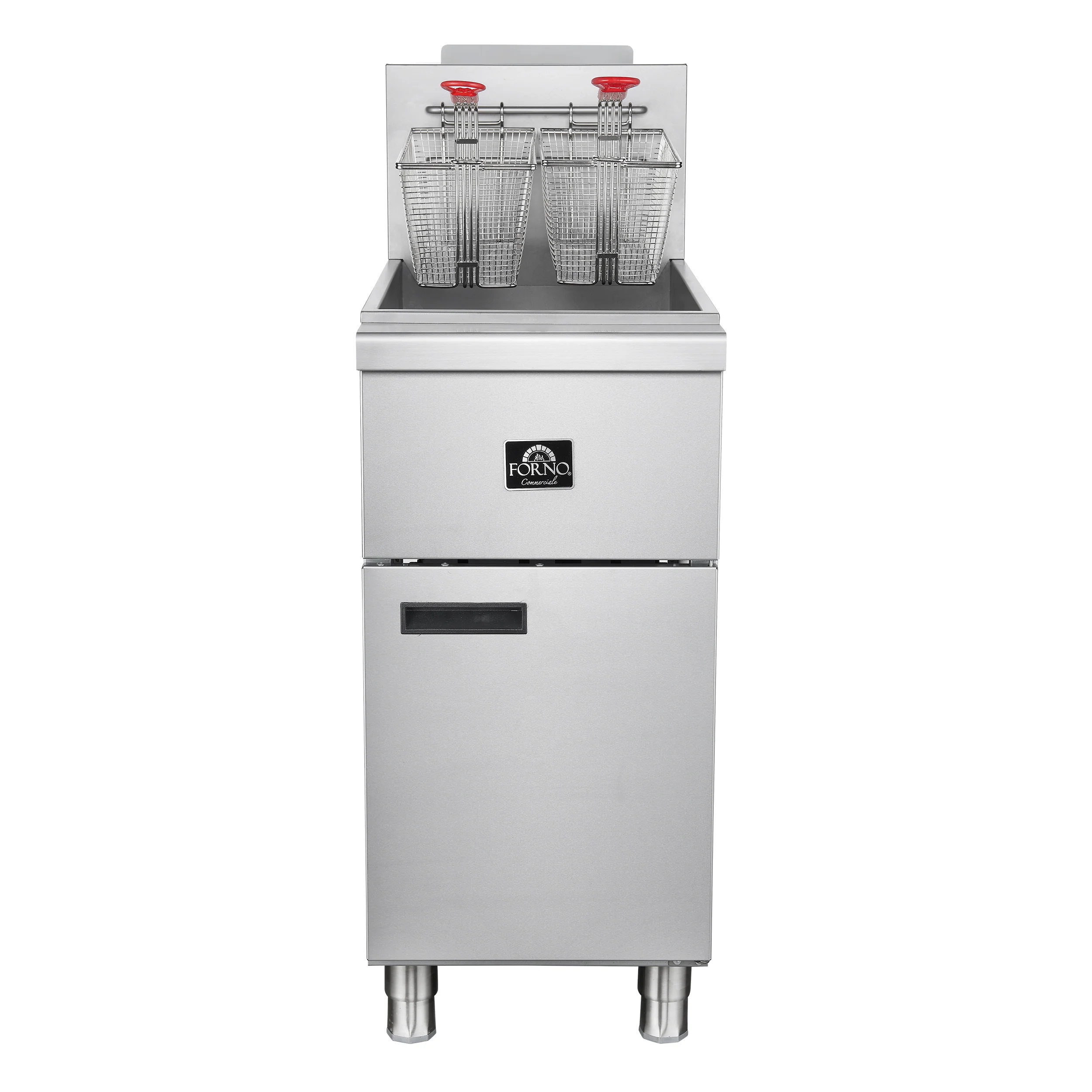 Forno Commerciale Natural Gas Deep Fryer, 3 Burners 90,000 BTU, 40 lbs, Millivolt Control