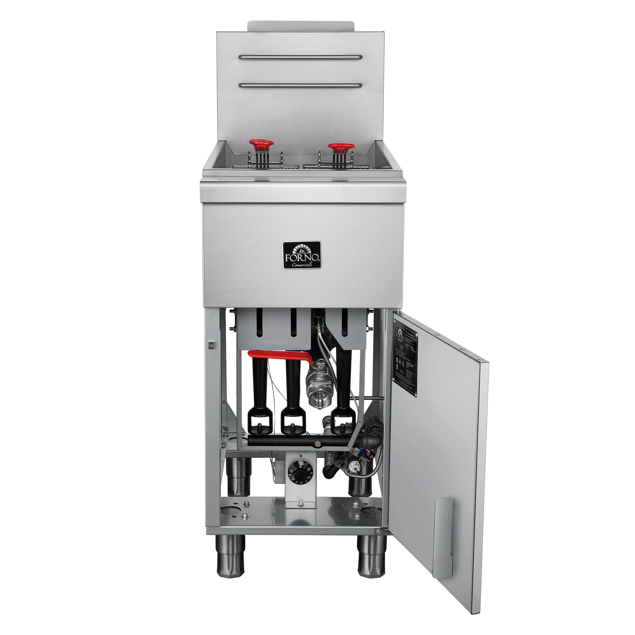 Forno Commerciale Natural Gas Deep Fryer, 3 Burners 90,000 BTU, 40 lbs, Millivolt Control - Image 2
