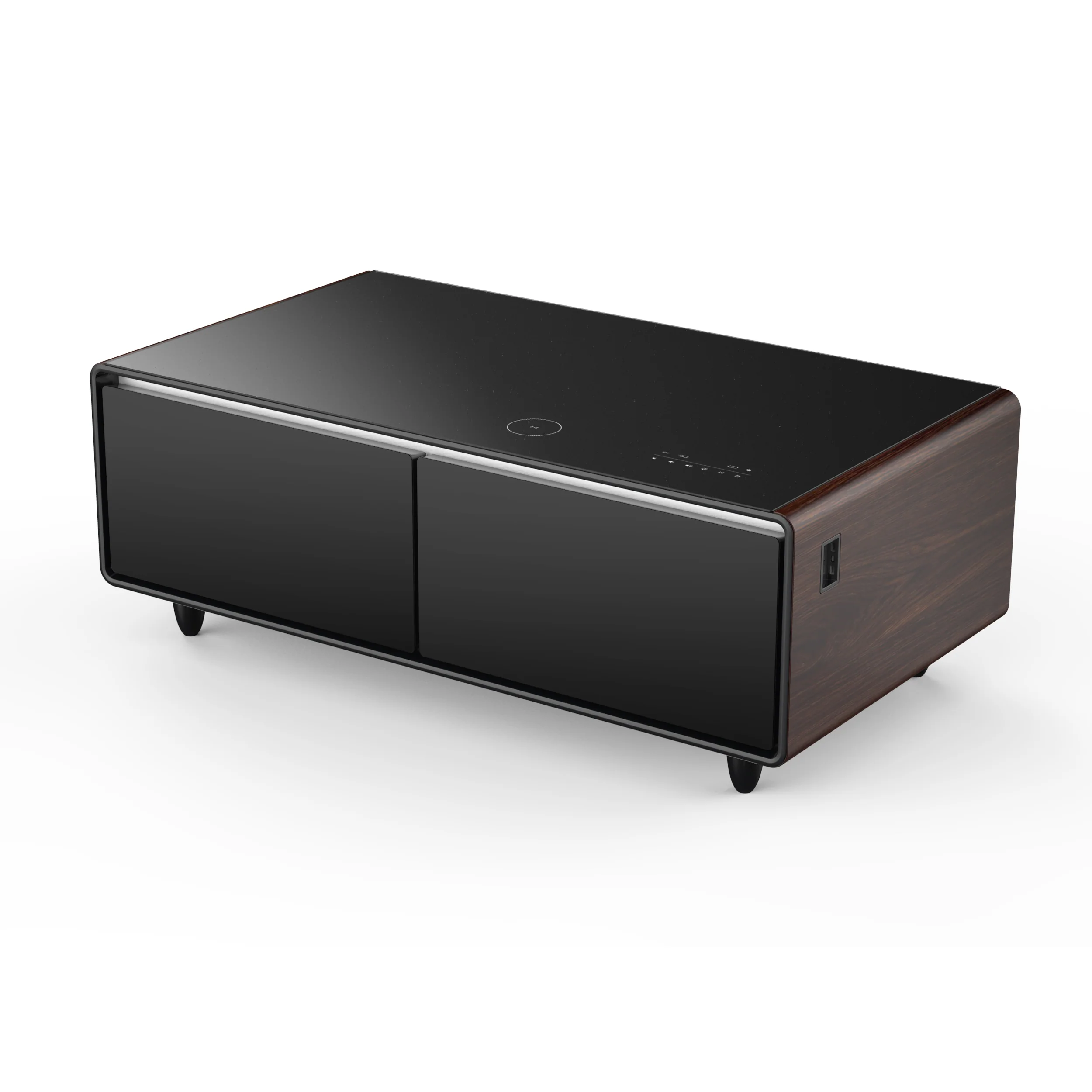 Forno Evoluto Tavolo 51-Inch Smart Coffee Table with Wood-Accent Sides – Dual Cooling Zones, Wireless Charging Pad & Built-In Bluetooth Speakers - Image 2