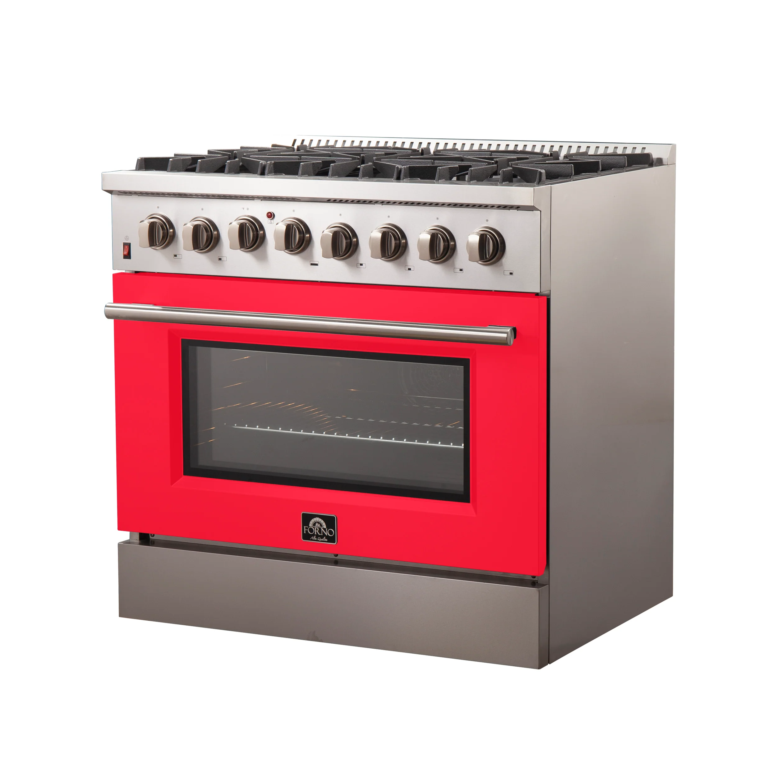 Forno Galiano 36-Inch Freestanding Dual Fuel Range, 6 Burners, Double Convection Ovens, Red Door - Image 3