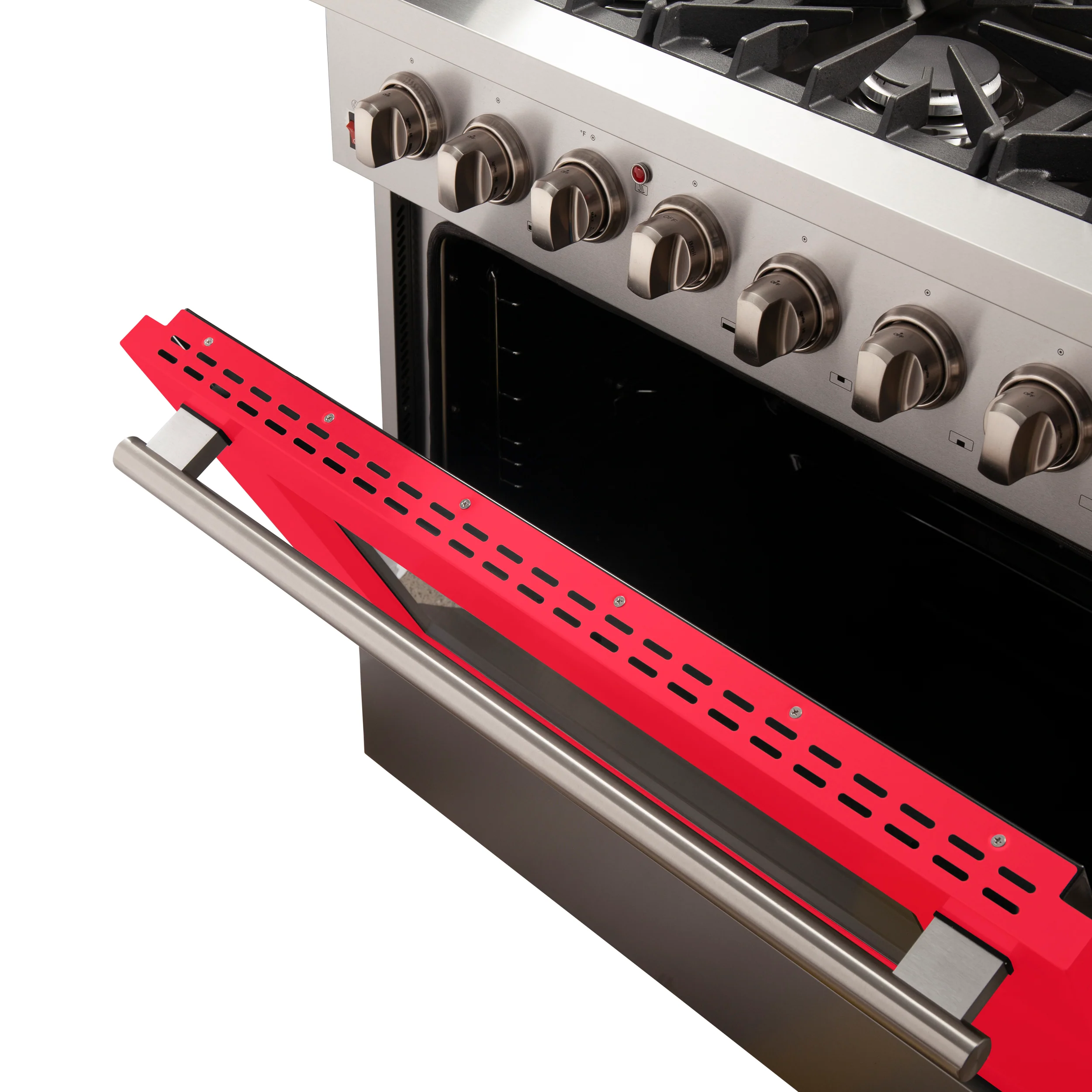 Forno Galiano 36-Inch Freestanding Dual Fuel Range, 6 Burners, Double Convection Ovens, Red Door - Image 5