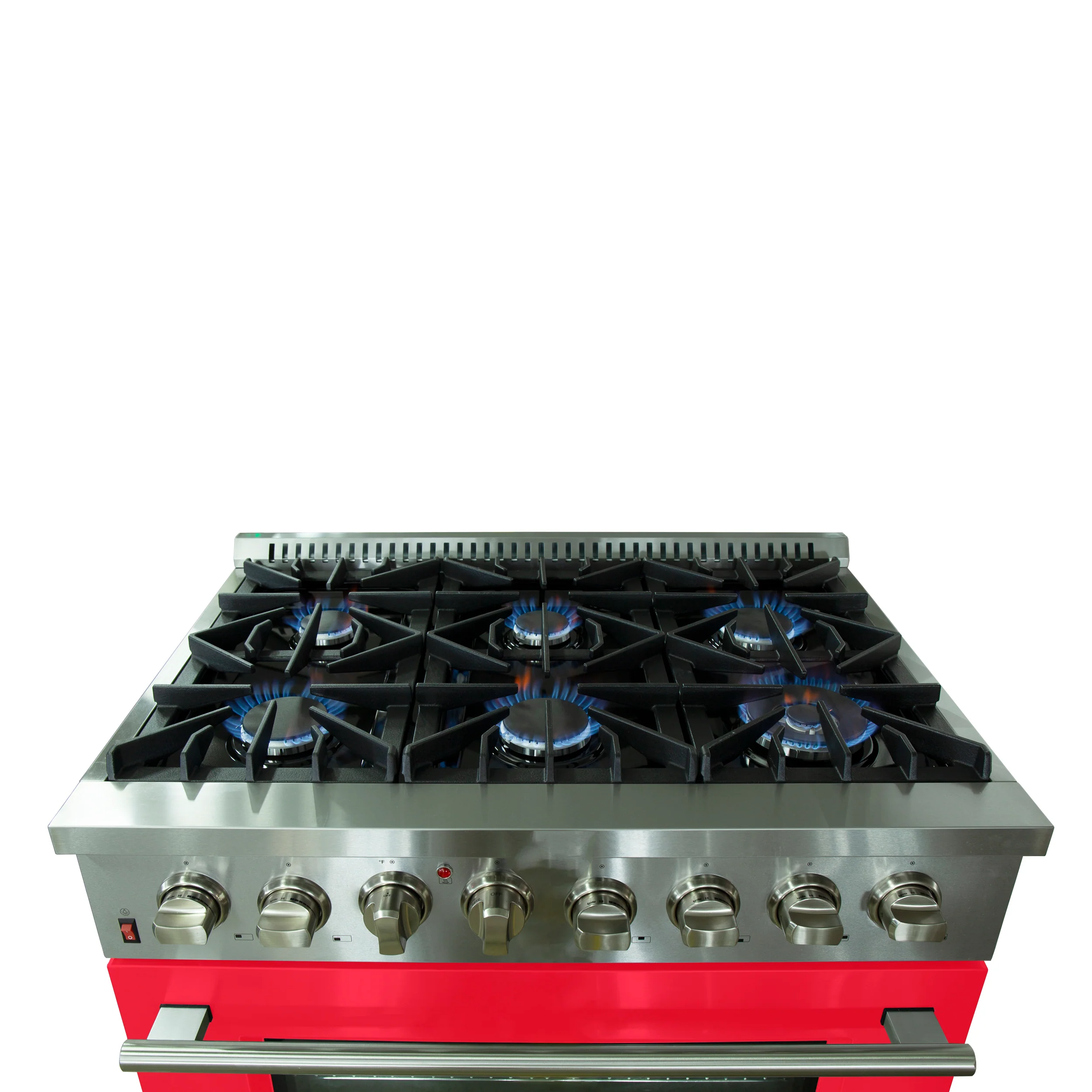 Forno Galiano 36-Inch Freestanding Dual Fuel Range, 6 Burners, Double Convection Ovens, Red Door - Image 6