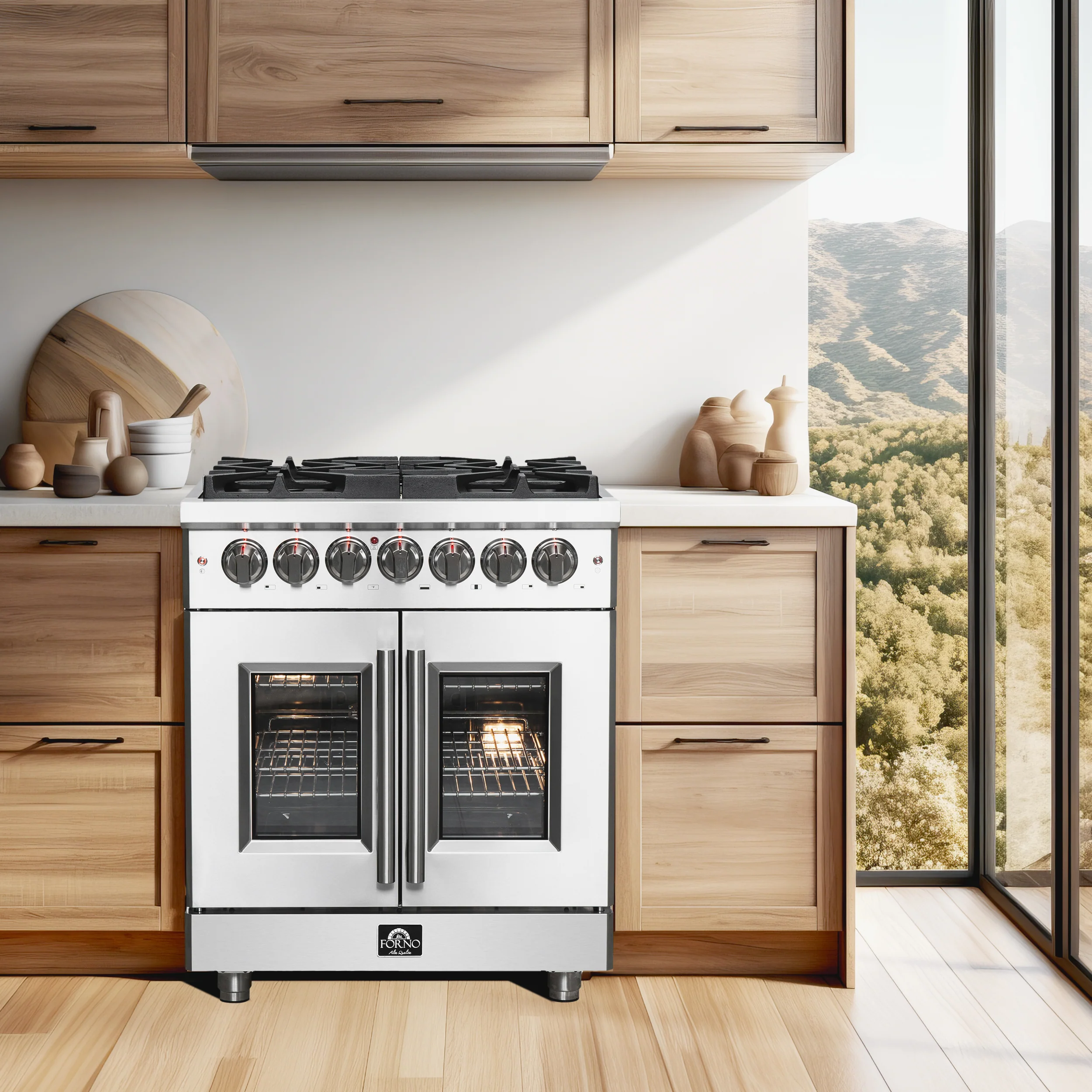 Forno Massimo 30-Inch Freestanding French Door Dual Fuel Range, 4 Burners, True Convection Oven - Image 10