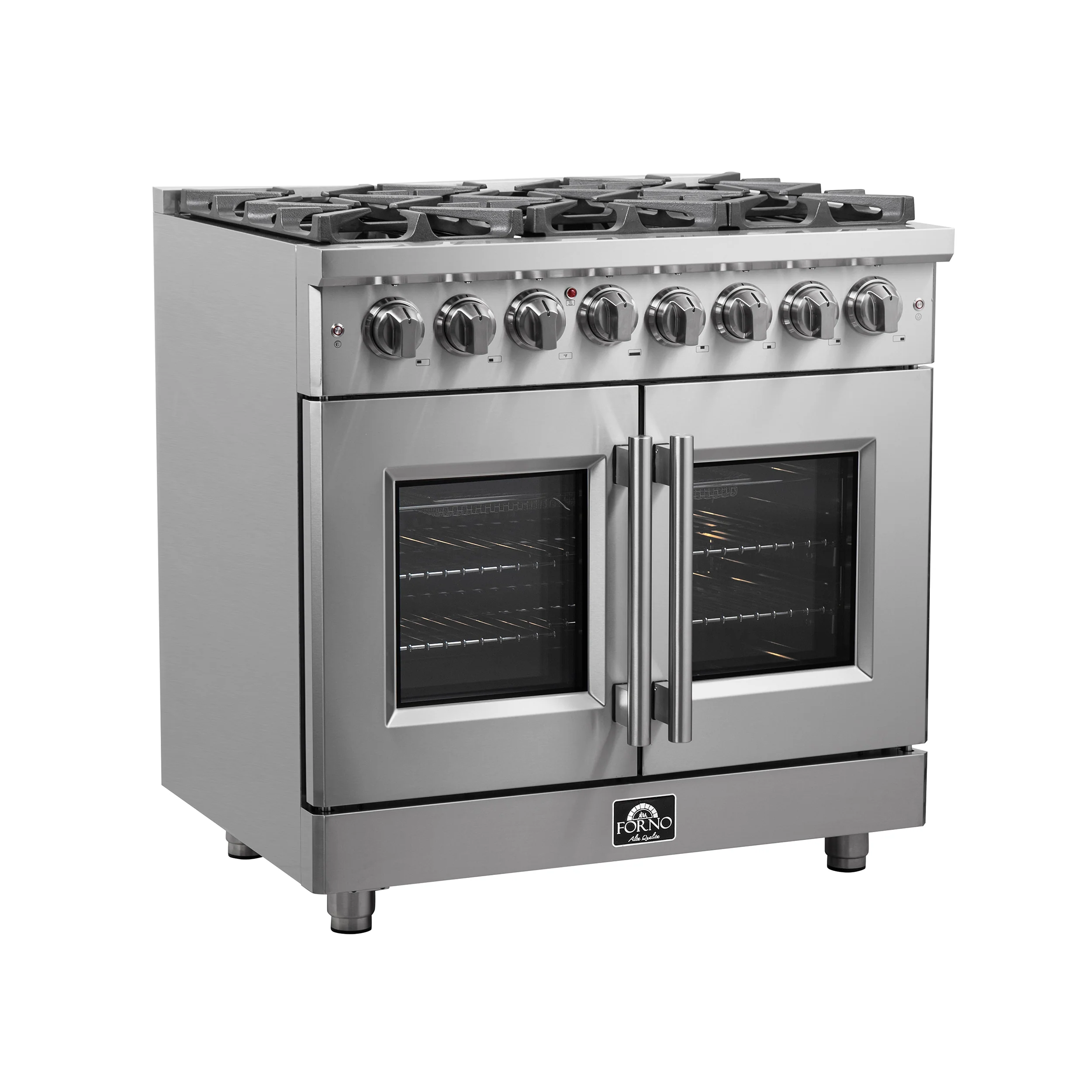 Forno Massimo 36-Inch Freestanding French Door Dual Fuel Range, 6 Burners, True Convection Oven - Image 2