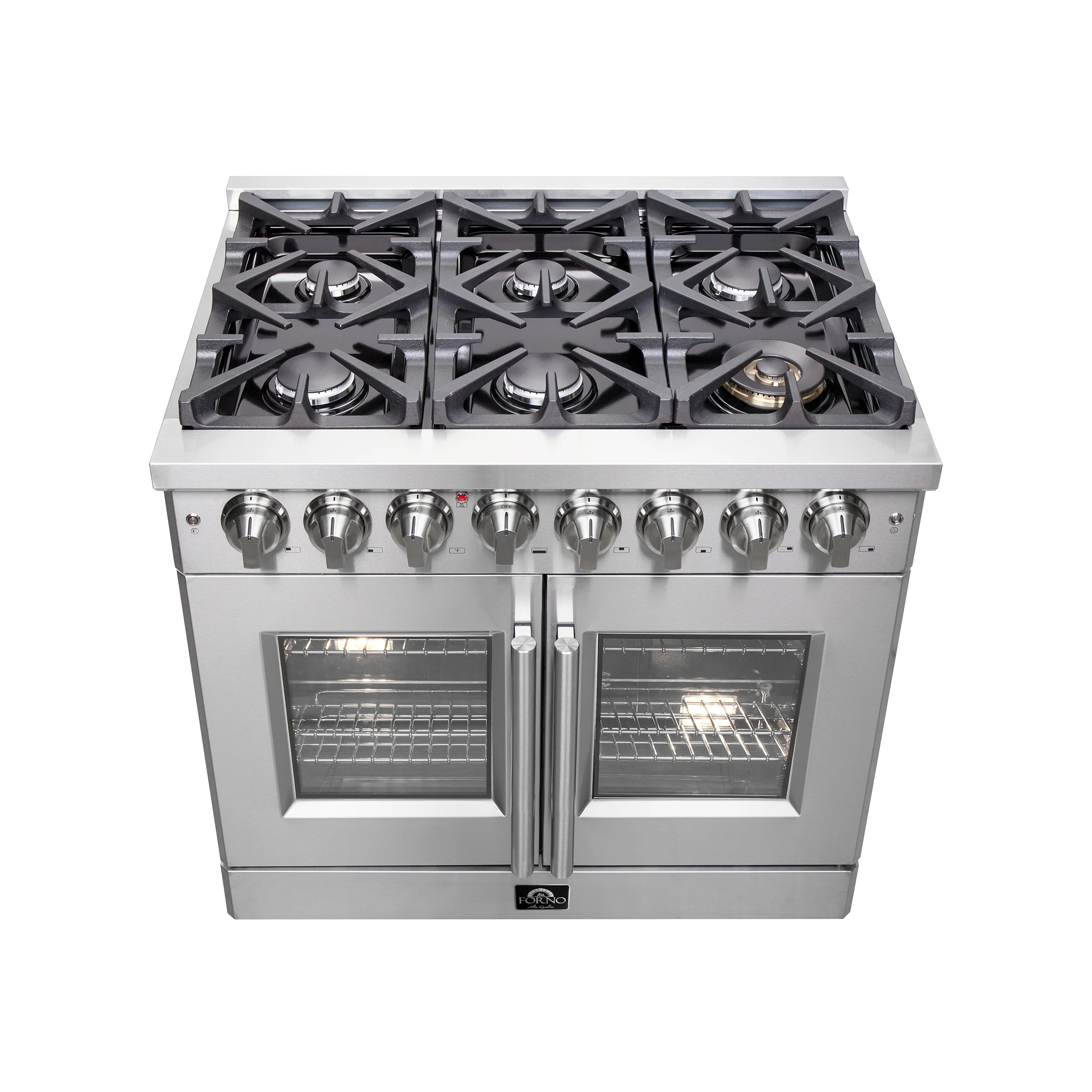 Forno Massimo 36-Inch Freestanding French Door Dual Fuel Range, 6 Burners, True Convection Oven - Image 4