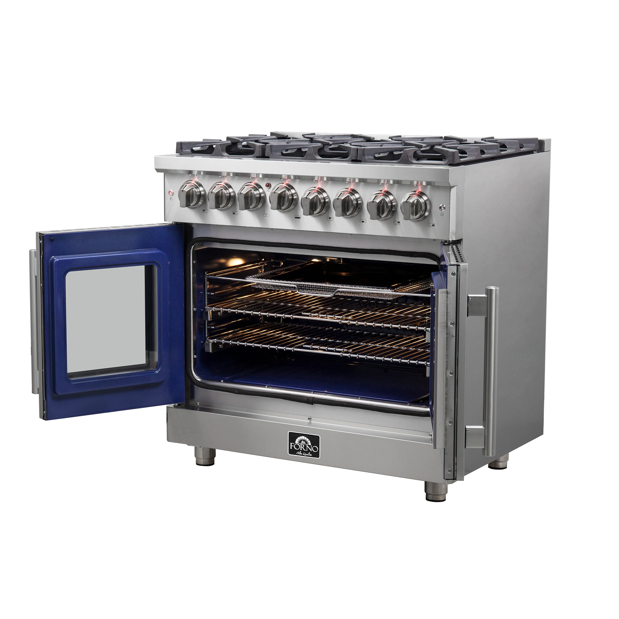 Forno Massimo 36-Inch Freestanding French Door Dual Fuel Range, 6 Burners, True Convection Oven - Image 5