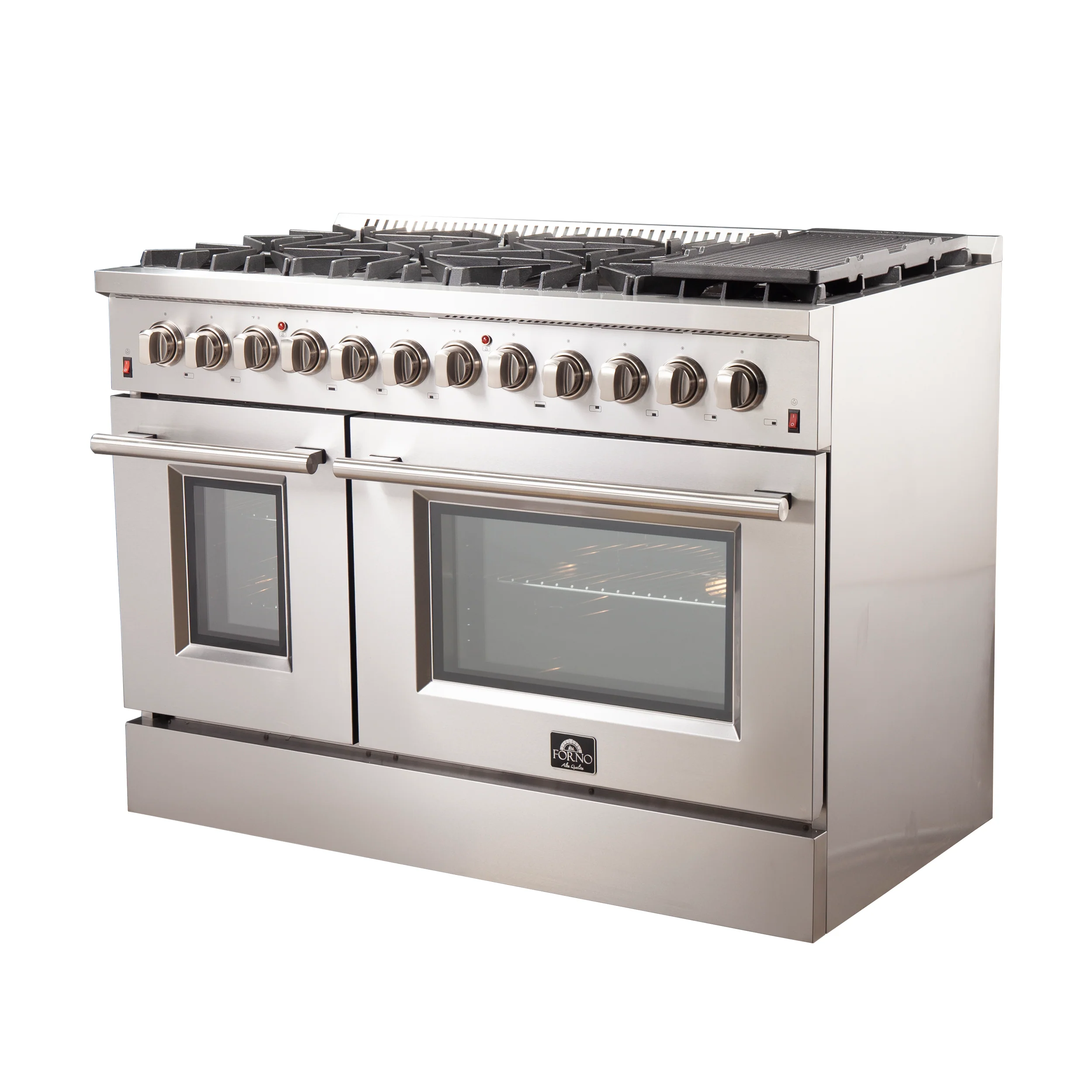 FORNO Premium 2-Piece Kitchen Bundle - Galiano 48" Stainless Steel Dual Fuel Range, Forno Maderno 2-28 " Wide Units with Decorative Trim - FBDL-017-03CAUS - Image 3