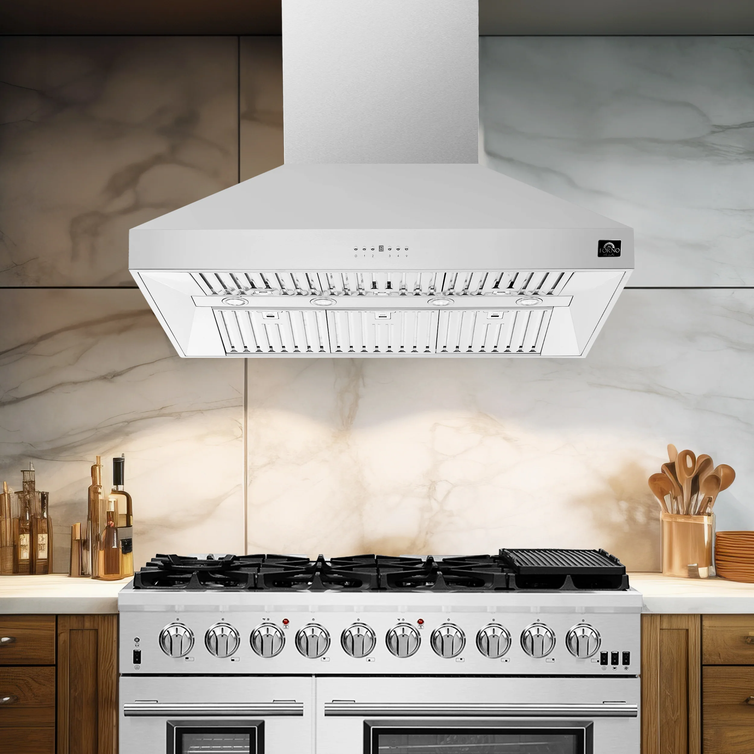 Forno Orvieto 48-Inch Wall Mount Range Hood, LED Lighting, Heavy Duty, Stainless Steel - Image 8