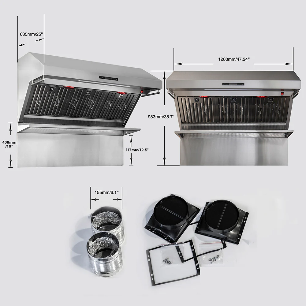 Forno Savona 48-Inch Wall Mount Range Hood, Baffle Filters, Backsplash Included - Image 10
