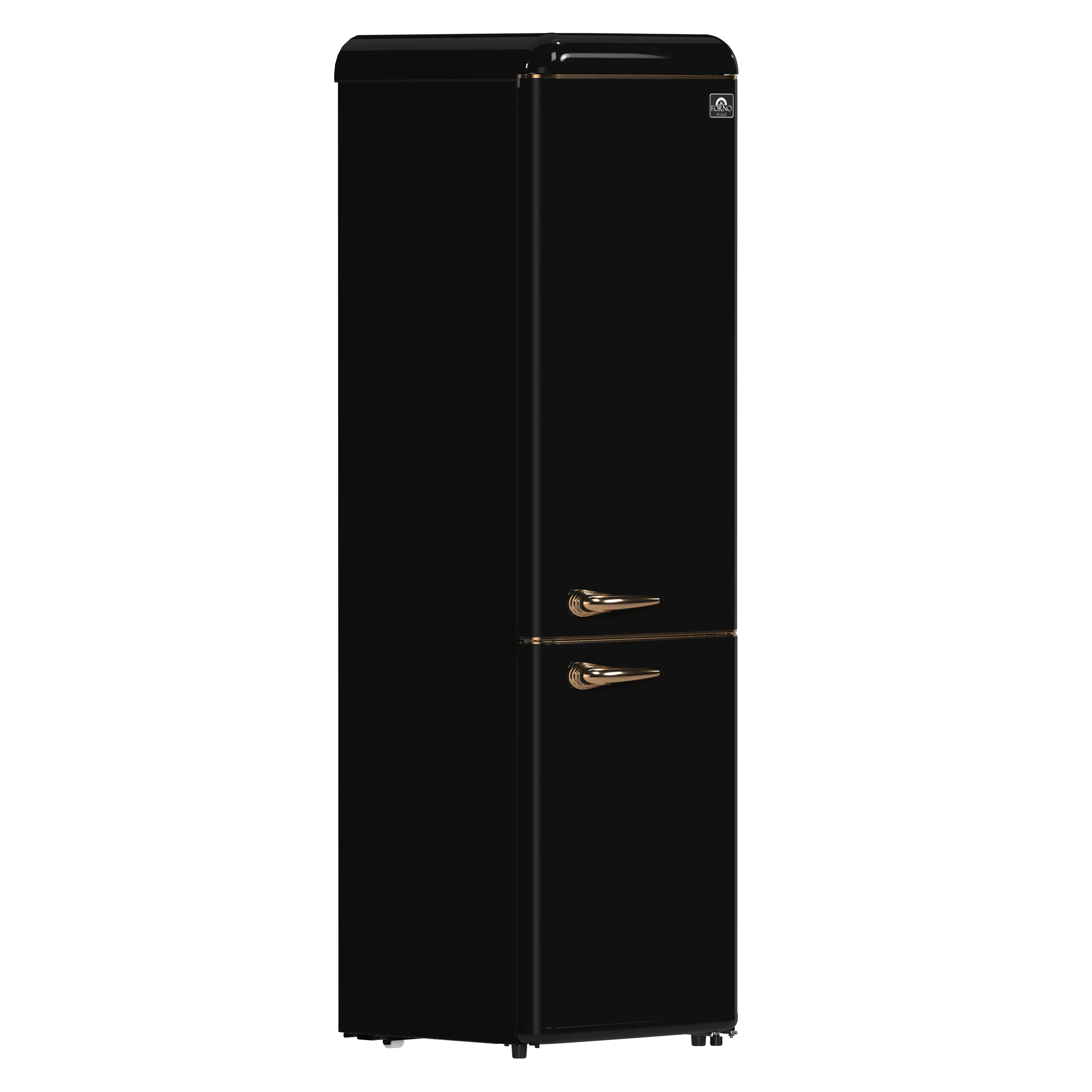 Forno Storico 22-Inch Retro bottom freezer Fridge in Black, 9 cu.ft, copper-tone handle - Image 3
