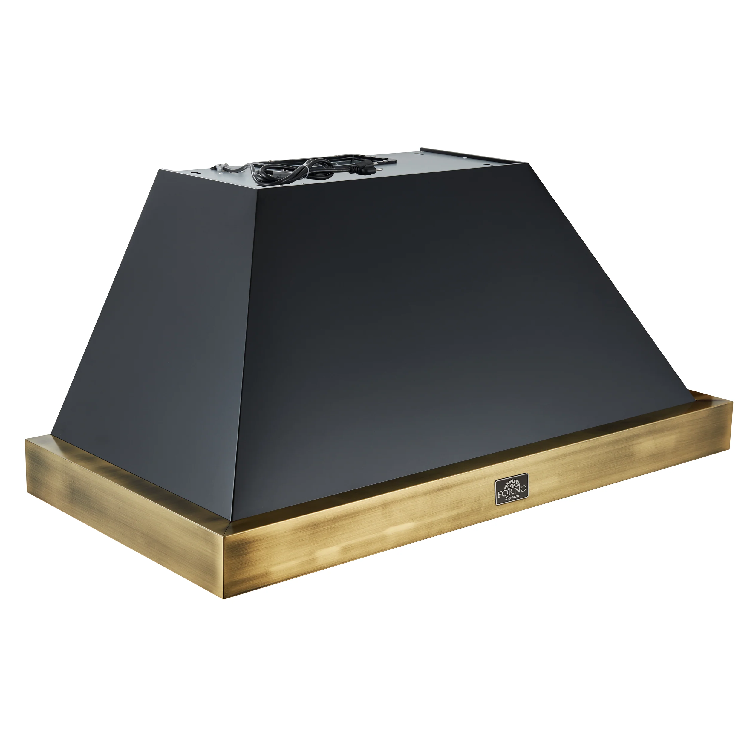 Forno Vittorio 48-Inch Wall Mount Range Hood, Black with Antique Brass Trim, 600 CFM Airflow, Dishwasher-Safe Baffle Filters, Remote Control, 3-Speed Fan, Bright LED Lighting. - Image 4