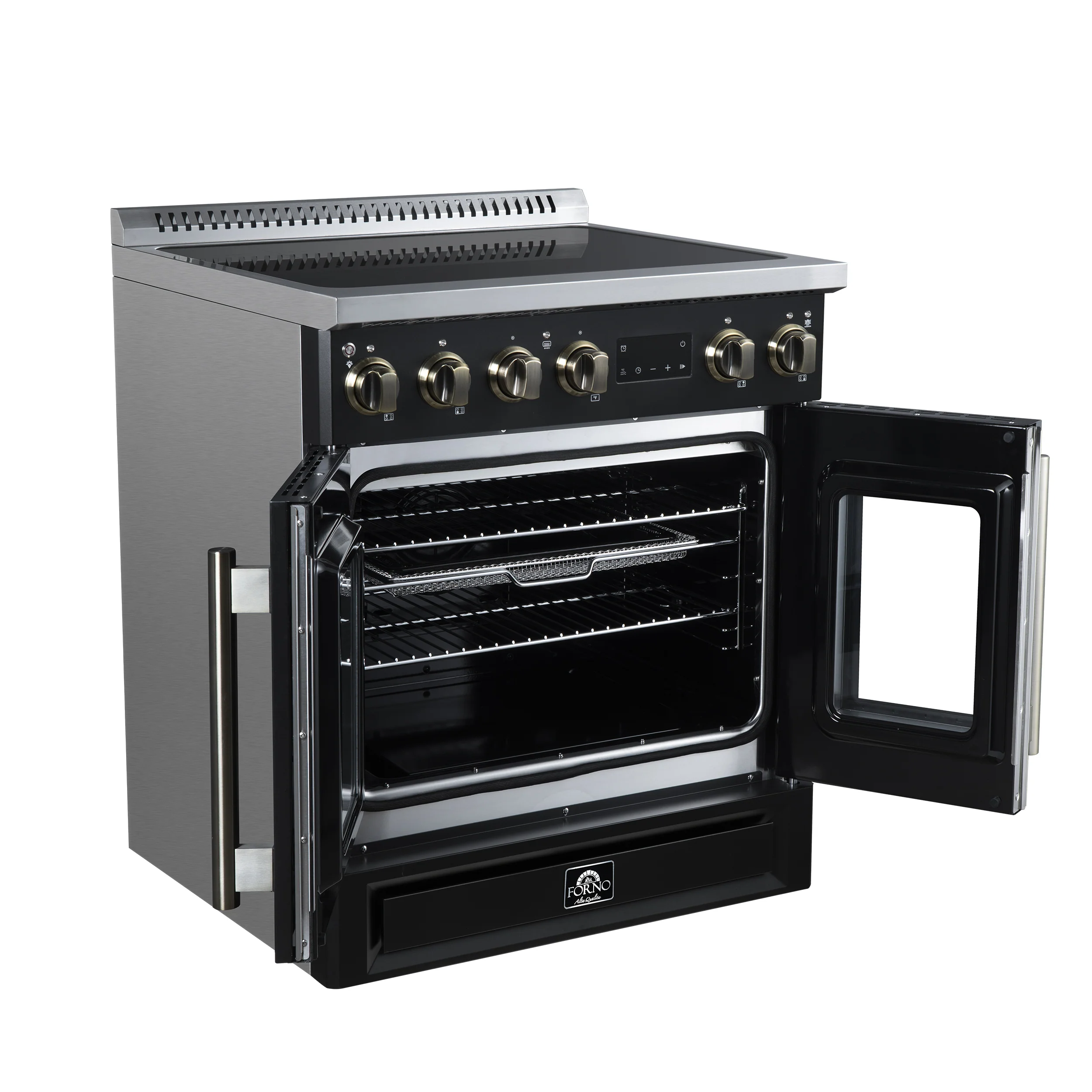 Torino French Door 30 Inch Induction Range with Air Fryer, Air Sous Vide & True Convection, Dual Broiler, Black - Image 4