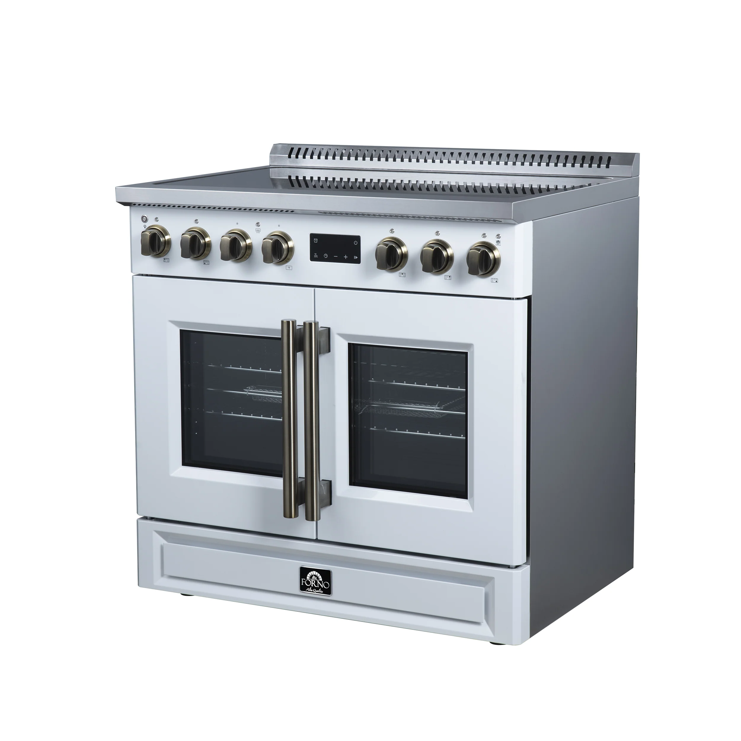 Torino French Door 36 Inch Induction Range with Air Fryer, Air Sous Vide & True Convection, Dual Broiler, White - Image 5