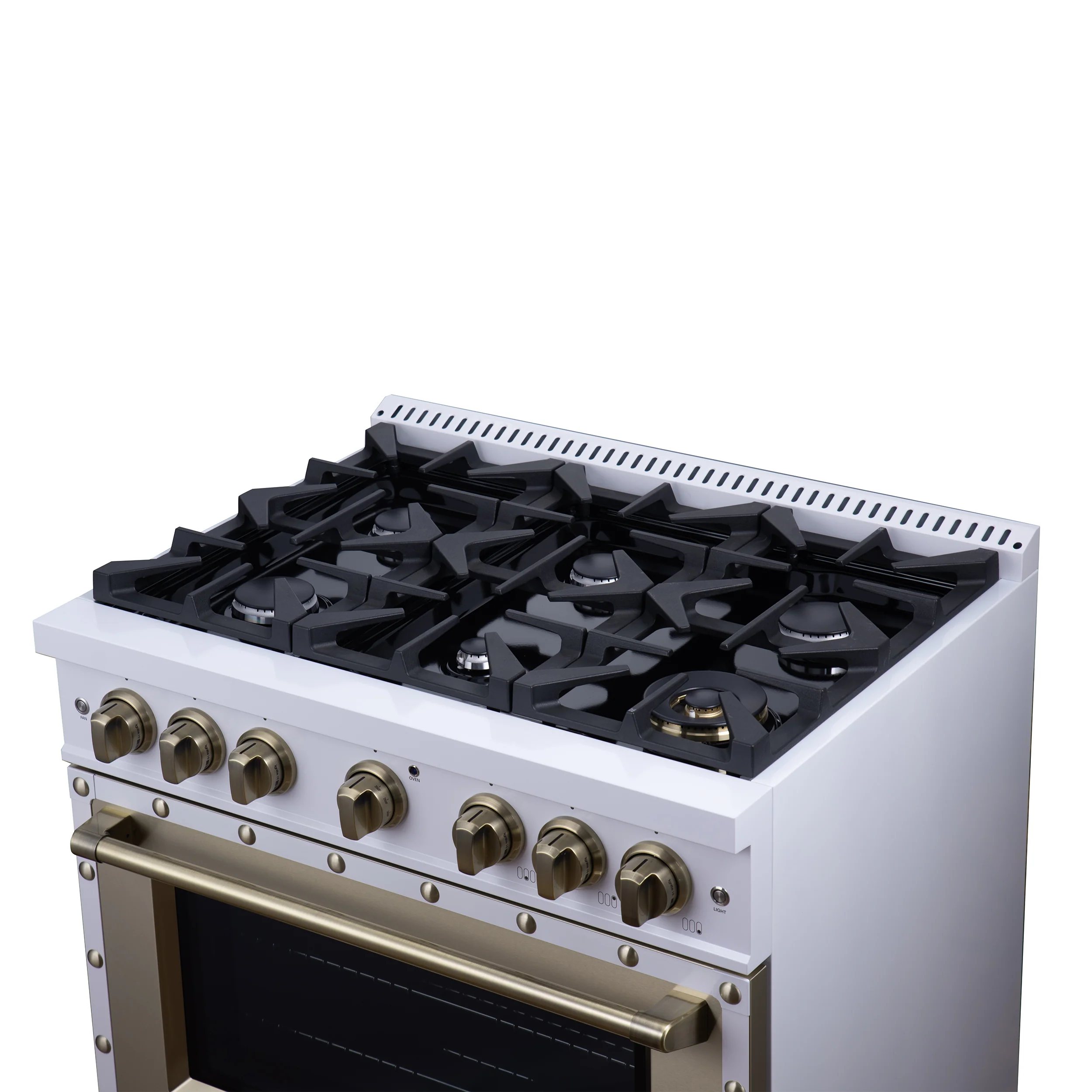 Valente 36" Dual Fuel Range in White, 6 Sealed Burners, 71 000 BTU Cooktop Output , 5.2 Cu.Ft. convection Oven, Telescopic Racks - Image 11