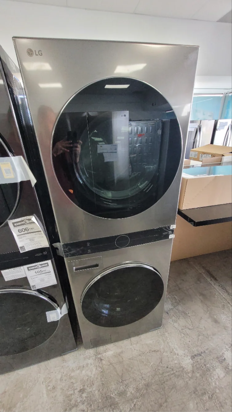 WKEX200HVA - LAUNDRY CENTERS - LG - Stacked Washer/Dryer - Electric - Black Stainless Steel - Open Box - Image 2