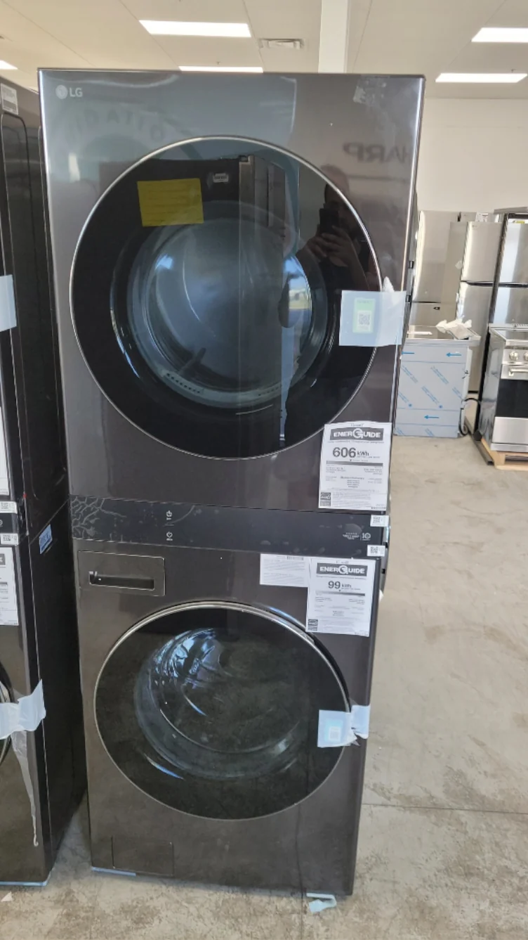WKEX300HBA - LAUNDRY CENTERS - LG - Stacked Washer/Dryer - Electric - Black Stainless Steel - Open Box - Image 2