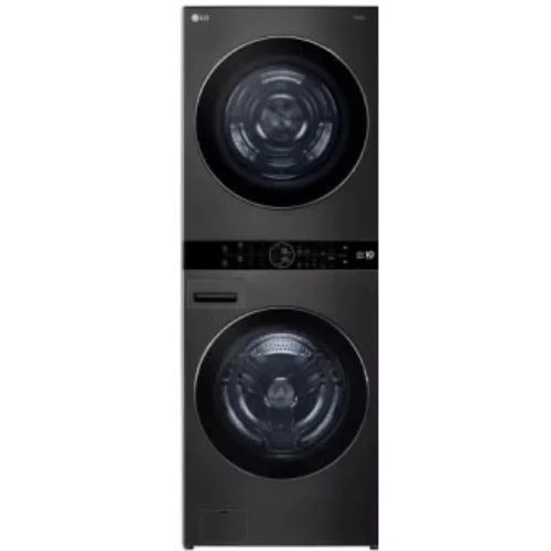 WKHC252HBA - LAUNDRY CENTERS - LG - Stacked Washer/Dryer - Electric - Black Stainless Steel - Open Box